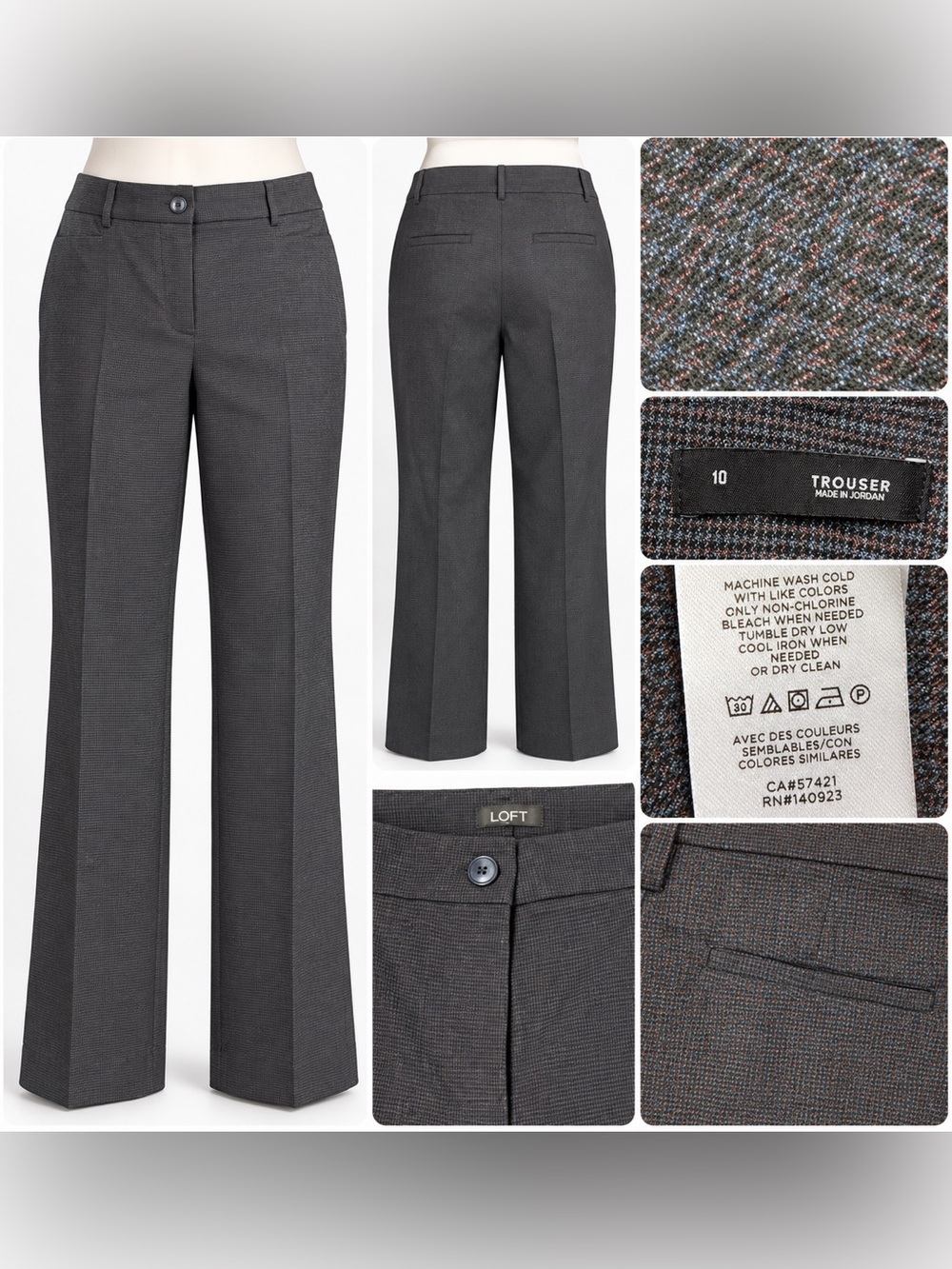 LOFT Navy Tweed Women's Trousers - Size 10